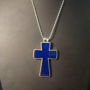 Handmade Cross "Blue" Pendant Necklace